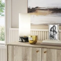 Faux Marble Mini Table Lamp Black - Threshold™