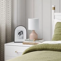 Ribbed Ceramic Mini Table Lamp Pink - Threshold™